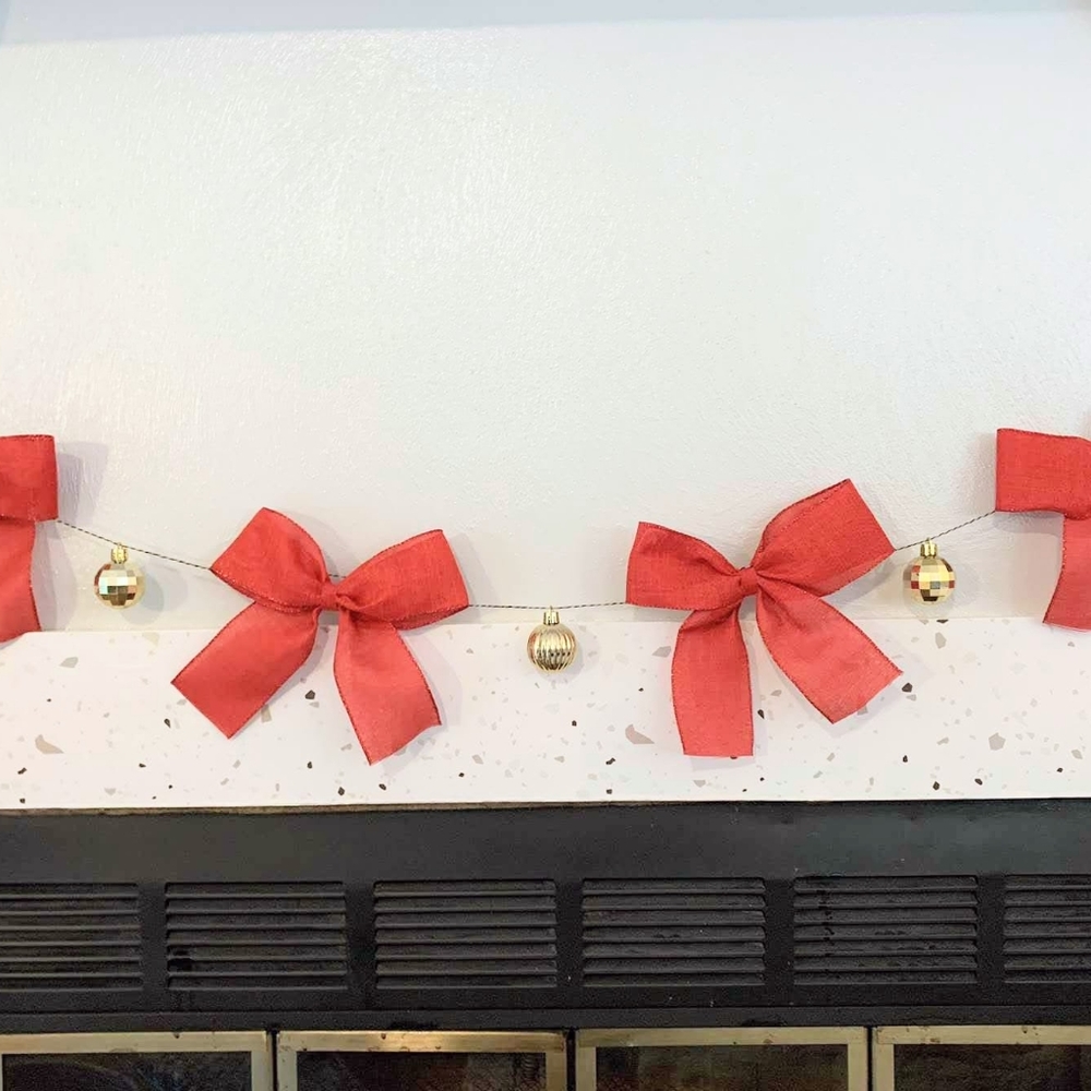Handmade Red Ribbon & Ornament Garland - Picture 6 of 6